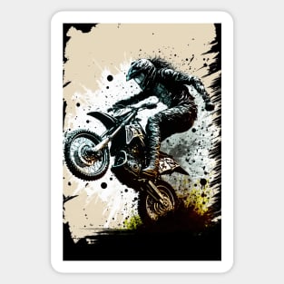 Dirt bike stunt - black and tan - low angle Sticker